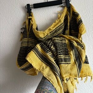 Yellow and Black Patterned Scarf